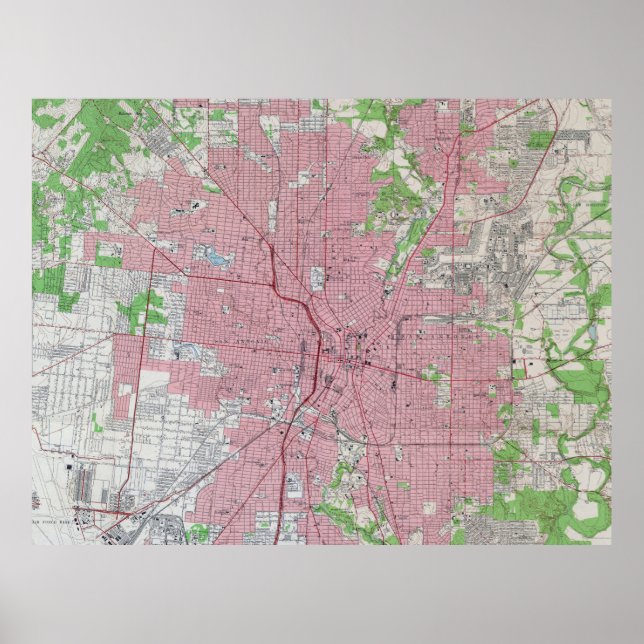Póster Mapa de época de San Antonio Texas (1953) (Frente)