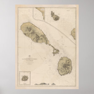 Póster Mapa de época de San Cristóbal y Nieves (1872)