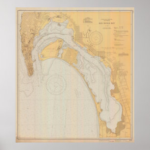 Póster Mapa de época de San Diego CA (1935)