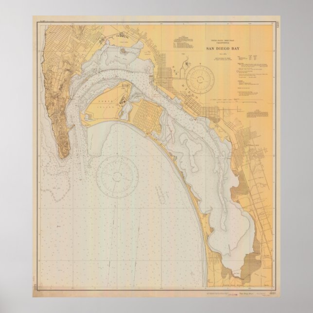Póster Mapa de época de San Diego CA (1935) (Frente)