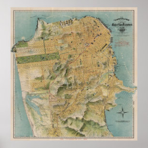 Póster Mapa de época de San Francisco (1915)