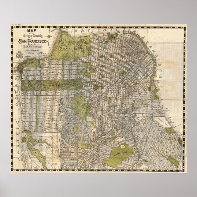 Póster Mapa de época de San Francisco (1932) (Frente)