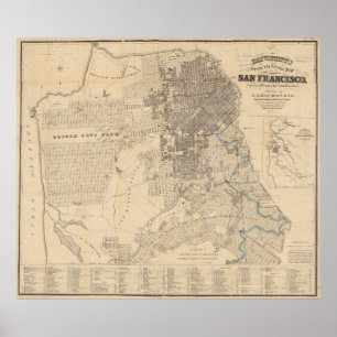 Póster Mapa de época de San Francisco CA (1881)