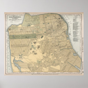 Póster Mapa de época de San Francisco CA (1891)