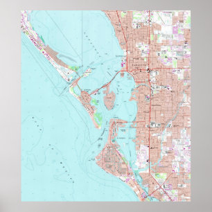 Póster Mapa de época de Sarasota Florida (1973)