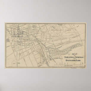 Póster Mapa de época de Saratoga Springs NY (1895)