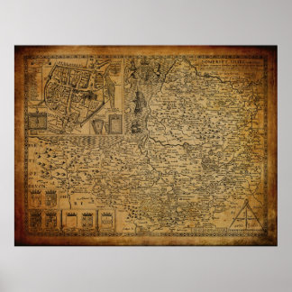 Póster Mapa de época de Somerset Wessex Inglaterra Reino