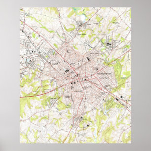 Póster Mapa de época de Spartanburg, Carolina del Sur (19