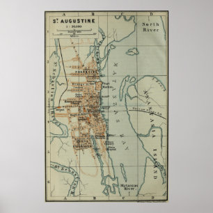 Póster Mapa de época de St Augustine FL (1904)