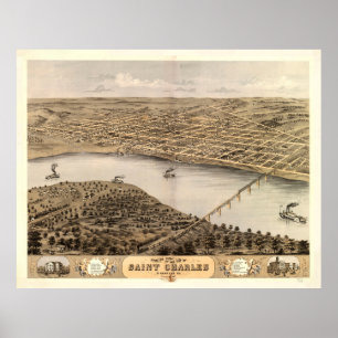 Póster Mapa de época de St Charles MO (1869)