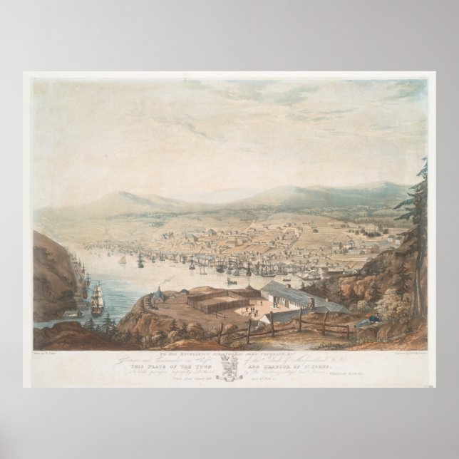 Póster Mapa de época de St Johns Newfoundland (1831) (Frente)