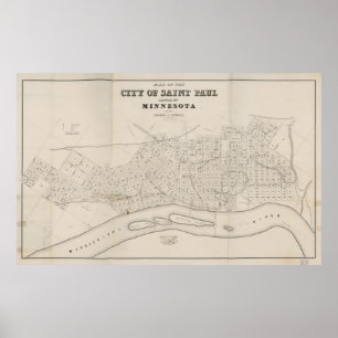 Póster Mapa de época de St. Paul Minnesota (1860)