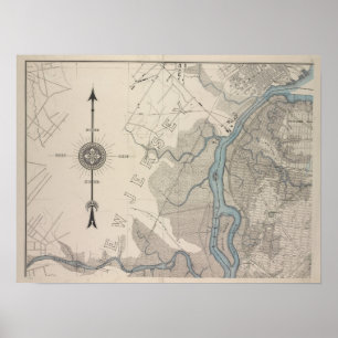 Póster Mapa de época de Staten Island, Nueva York