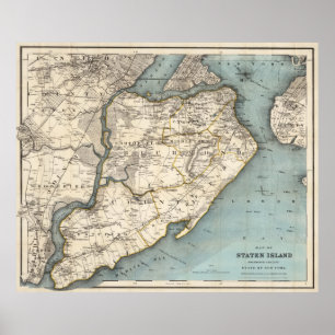Póster Mapa de época de Staten Island NY (1896)