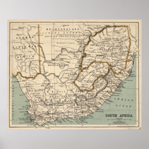 Póster Mapa de época de Sudáfrica (1889)