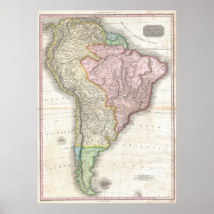 Póster Mapa de época de Sudamérica (1818)