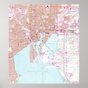 Póster Mapa de época de Tampa Florida (1956)