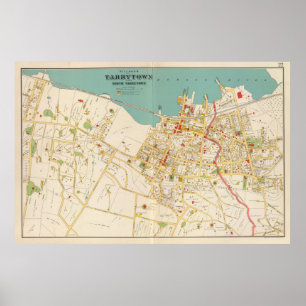 Póster Mapa de época de Tarrytown New York (1893)