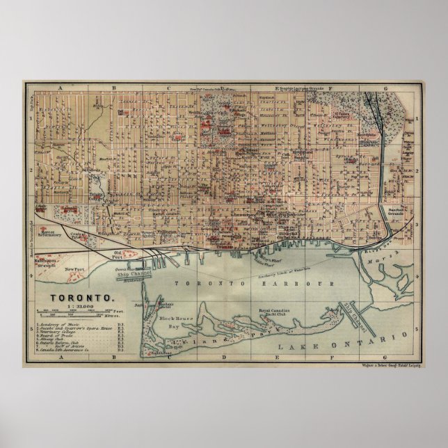 Póster Mapa de época de Toronto (1894) (Frente)