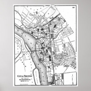 Póster Mapa de época de Trenton NJ (1872)