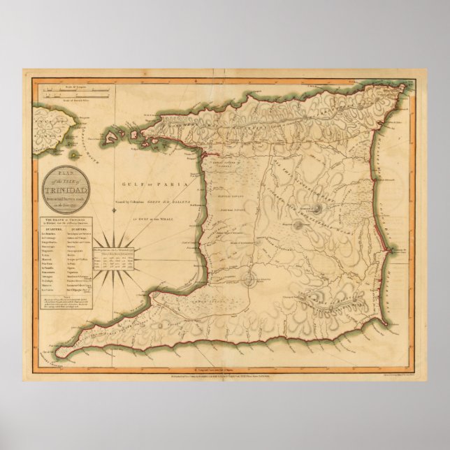 Póster Mapa de época de Trinidad (1912) (Frente)