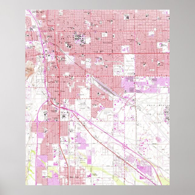 Póster Mapa de época de Tucson Arizona (1957) (Frente)