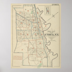 Póster Mapa de época de Utica Nueva York (1883)