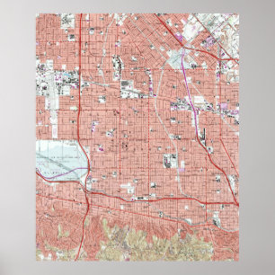 Póster Mapa de época de Van Nuys California (1966)