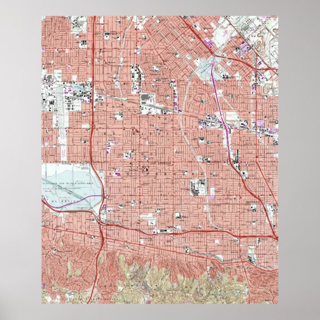 Póster Mapa de época de Van Nuys California (1966) (Frente)