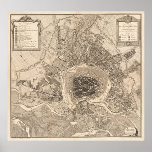Póster Mapa de época de Viena Austria (1783)