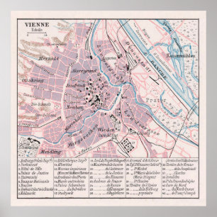 Póster Mapa de época de Viena Austria (1900)