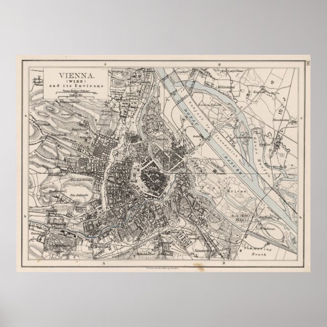 Póster Mapa de época de Viena Austria (1906) (Frente)