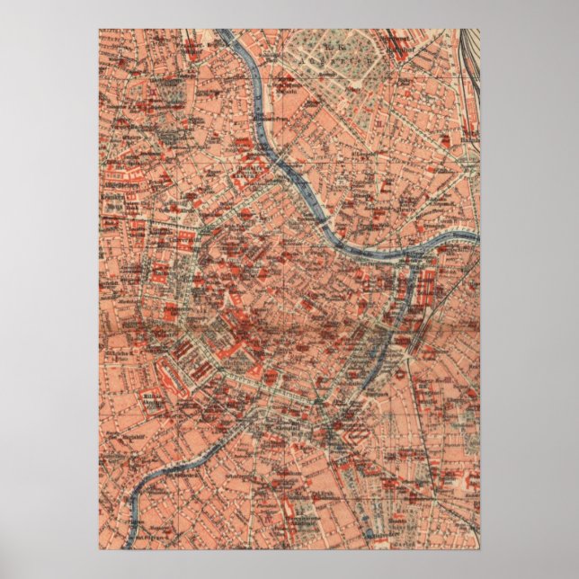 Póster Mapa de época de Viena Austria (1920) (Frente)