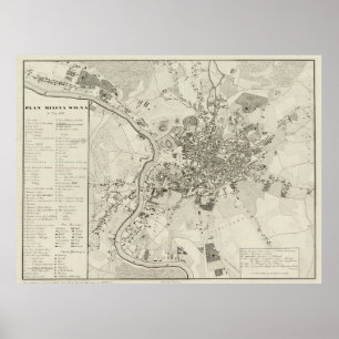 Póster Mapa de época de Vilnius Lituania (1842)