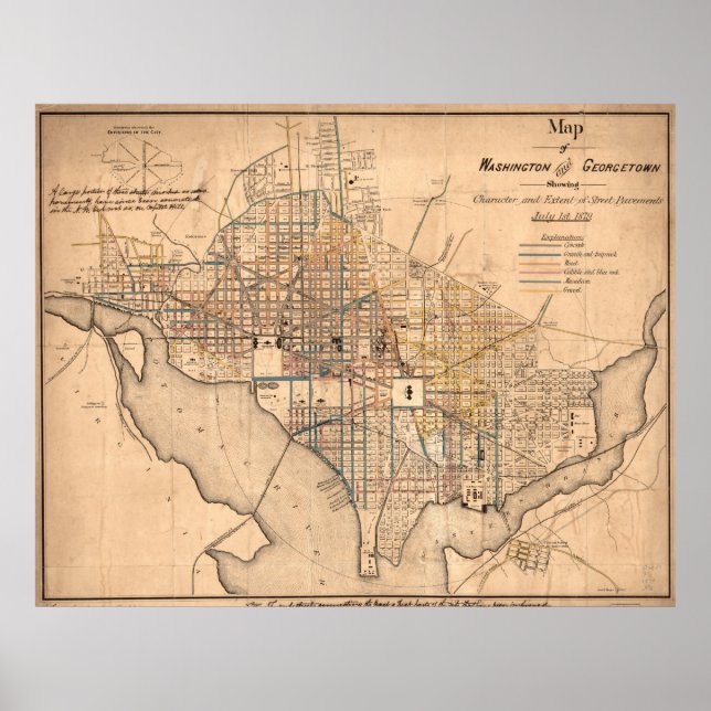 Póster Mapa de época de Washington D.C. (1879) (Frente)