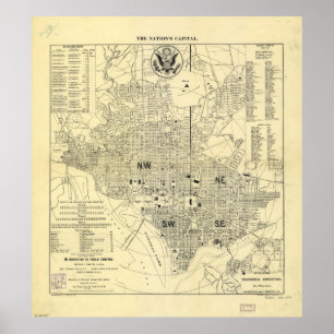 Póster Mapa de época de Washington D.C. (1909)