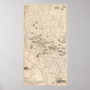 Póster Mapa de época de Washington D.C. (1914)