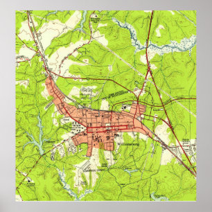 Póster Mapa de época de Williamsburg Virginia (1952)
