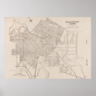 Póster Mapa de época de Wilmington Delaware (1921)