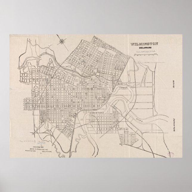 Póster Mapa de época de Wilmington Delaware (1921) (Frente)