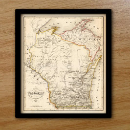 Póster Mapa de época de Wisconsin 1852