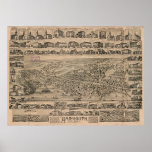 Póster Mapa de época de Yarmouth Nueva Escocia (1889)