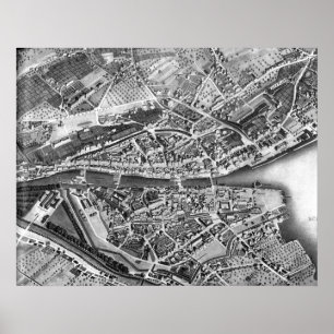 Póster Mapa de época de Zúrich Suiza (1850)