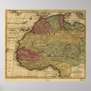 Póster Mapa de época del África occidental (1742)