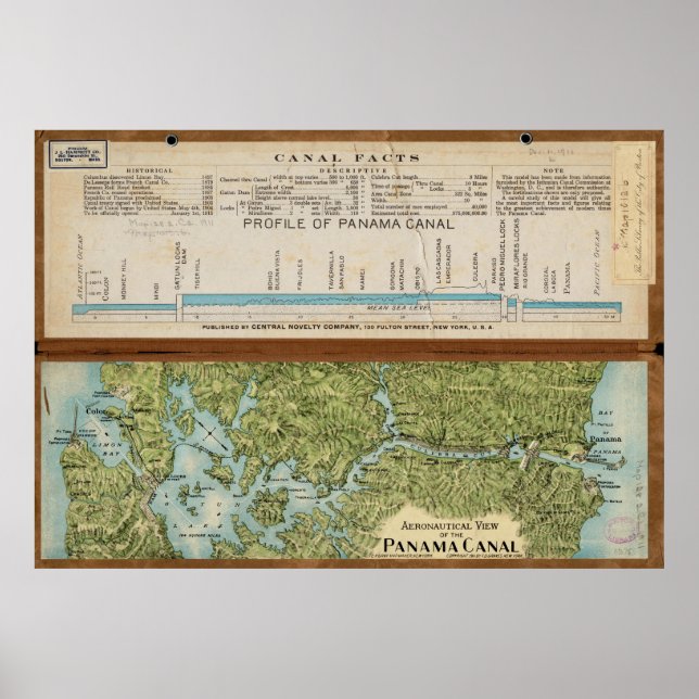 Póster Mapa de época del Canal de Panamá (1911) (Frente)