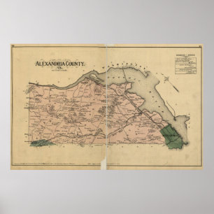 Póster Mapa de época del condado de Alejandría de Virgini