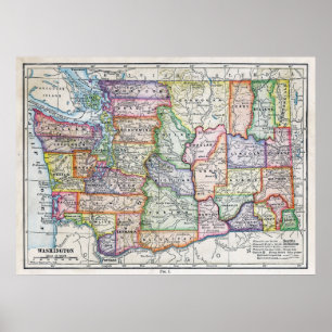 Póster Mapa de época del estado de Washington