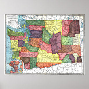 Póster Mapa de época del estado de Washington