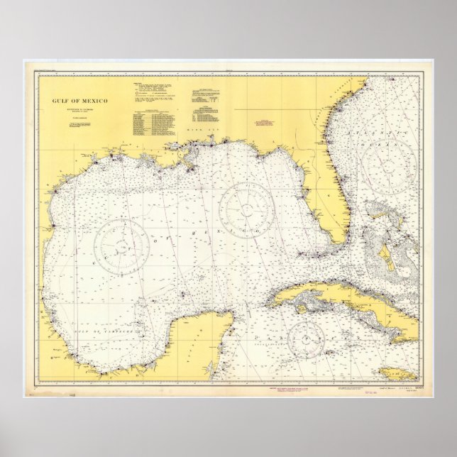 Póster Mapa de época del Golfo de México (1942) (Frente)