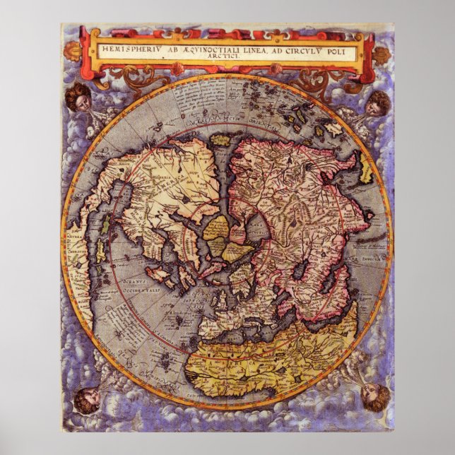 Póster Mapa de época del hemisferio norte del mundo (Frente)